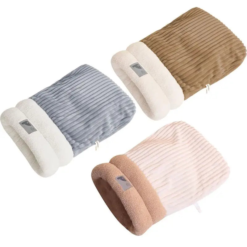 Cat Winter Sleeping Bag Thickened Warm Cat Snuggle Sack 360 Wrap Comfortable Cat Beds For Indoor Cats Washable Soft Plush House