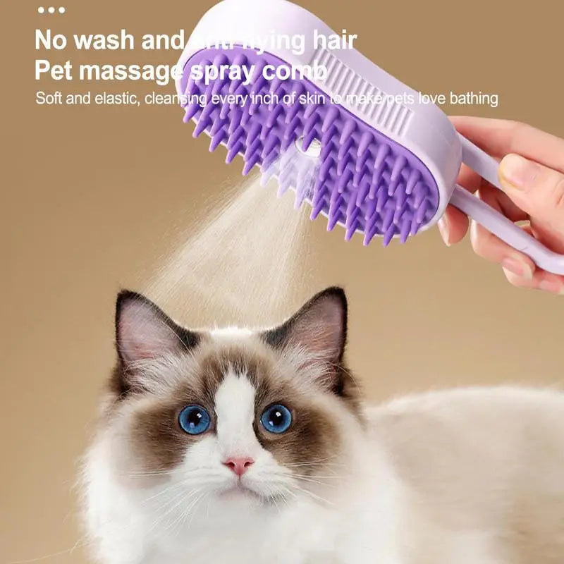 Pet Steamer Brush USB Rechargeable Cat Steamy Brush Dogs Cats Pet Hair Removal Self-Cleaning Comb for Long and Short Hair