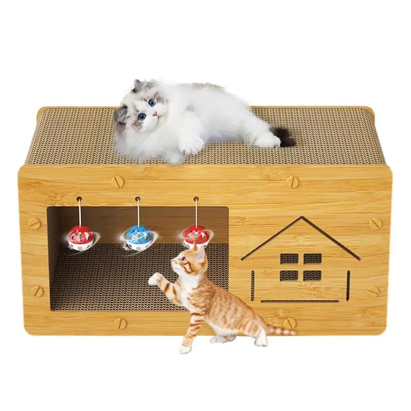 Heavy Duty Cat Scratcher Box Scratch Pad Cardboard Pet Lounger Box Spacious Scratching Lounge Bed Kitten Cat Pet Sleeping House