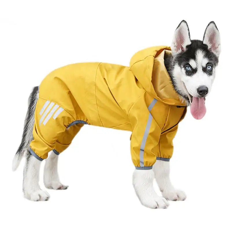 Dog Raincoat Waterproof Reflective Hooded Pet Rain Jacket 4 Legs Lightweight Rain Poncho Clothes for Small Medium and Large Dogs