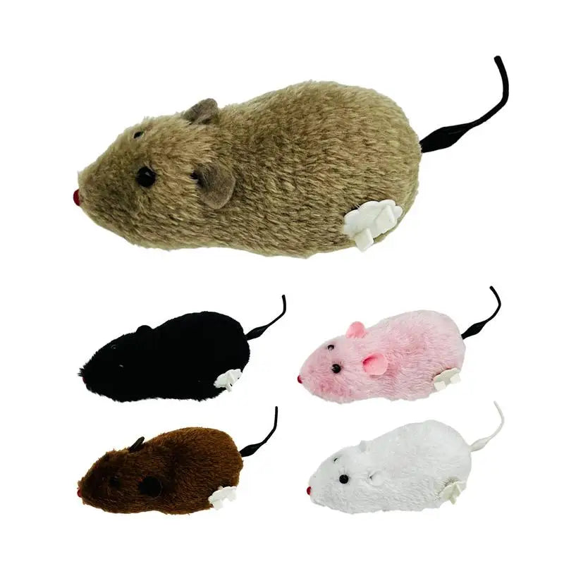 Cat Mice Toys Wind up Indoor Cat Plush Mouse Hunting Toy Plush Mice Pet Toys Clockwork Mouse Running Toy Realistic Mouse